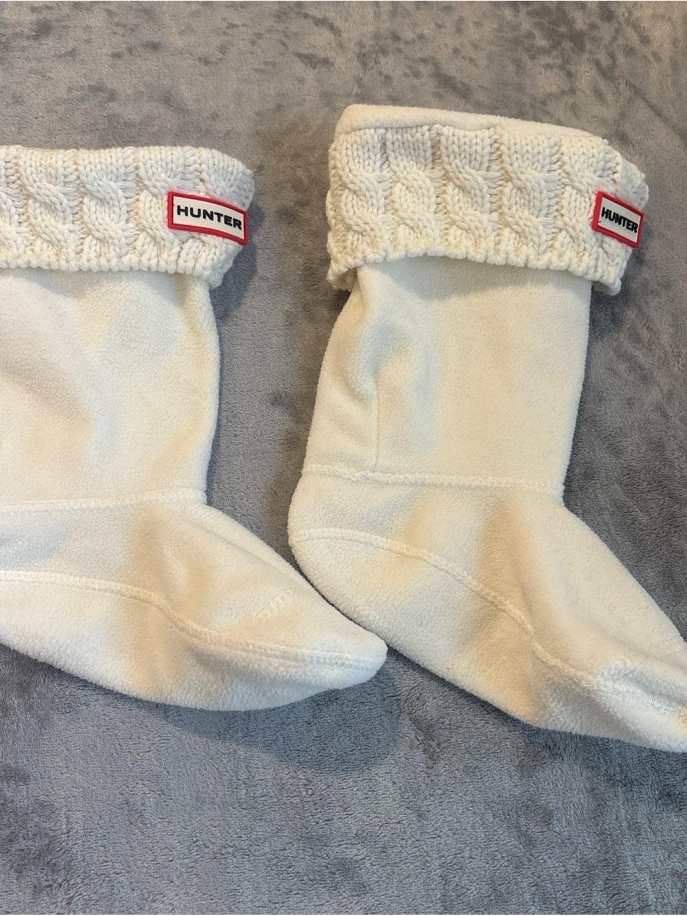 Hunter Fleece Boot Liners with Knit Cuff Ivory Cream